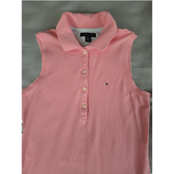 Tommy Hilfiger Pink Slim Fit Sleeveless Cotton Polo Size SP - Preloved - Picture 3 of 5